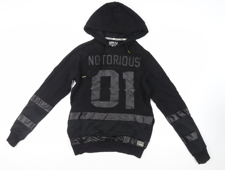 Supply & Demand Co. Mens Black Cotton Pullover Hoodie Size XS - Logo Pockets