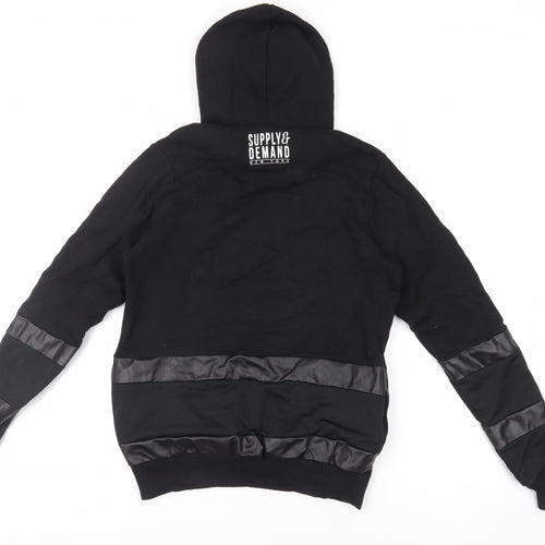 Supply & Demand Co. Mens Black Cotton Pullover Hoodie Size XS - Logo Pockets