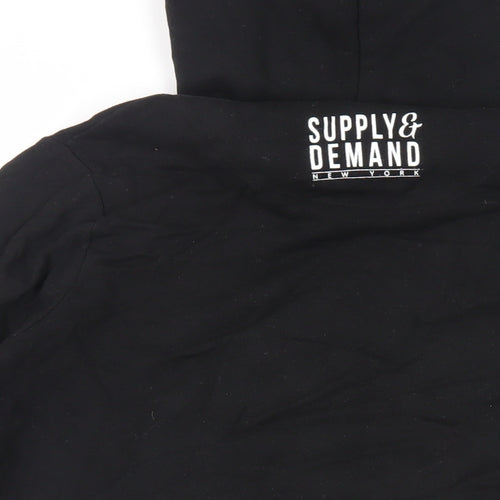 Supply & Demand Co. Mens Black Cotton Pullover Hoodie Size XS - Logo Pockets
