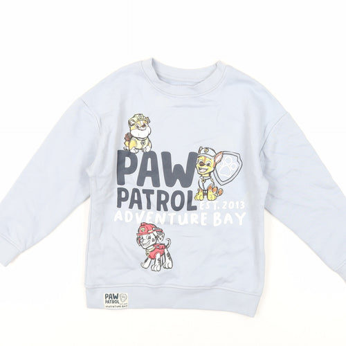 Marks and Spencer Girls Blue Cotton Pullover Sweatshirt Size 5-6 Years Pullover - Paw Patrol
