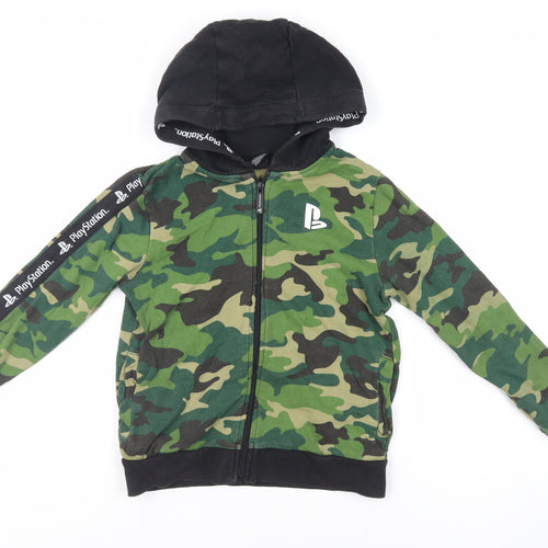 NEXT Boys Green Camouflage Cotton Full Zip Hoodie Size 9 Years Zip - PlayStation