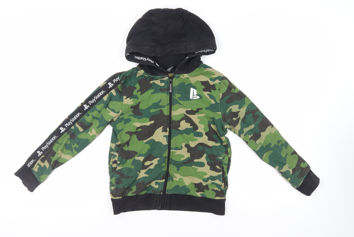 NEXT Boys Green Camouflage Cotton Full Zip Hoodie Size 9 Years Zip - PlayStation