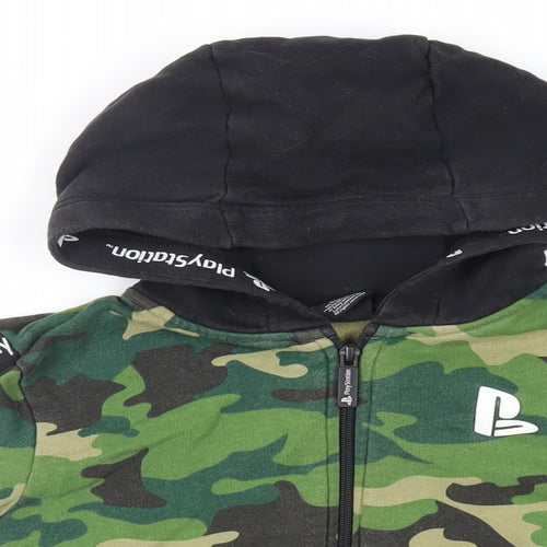NEXT Boys Green Camouflage Cotton Full Zip Hoodie Size 9 Years Zip - PlayStation
