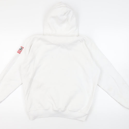 Knight Dellaway Mens White Cotton Pullover Hoodie Size M - Logo Pockets