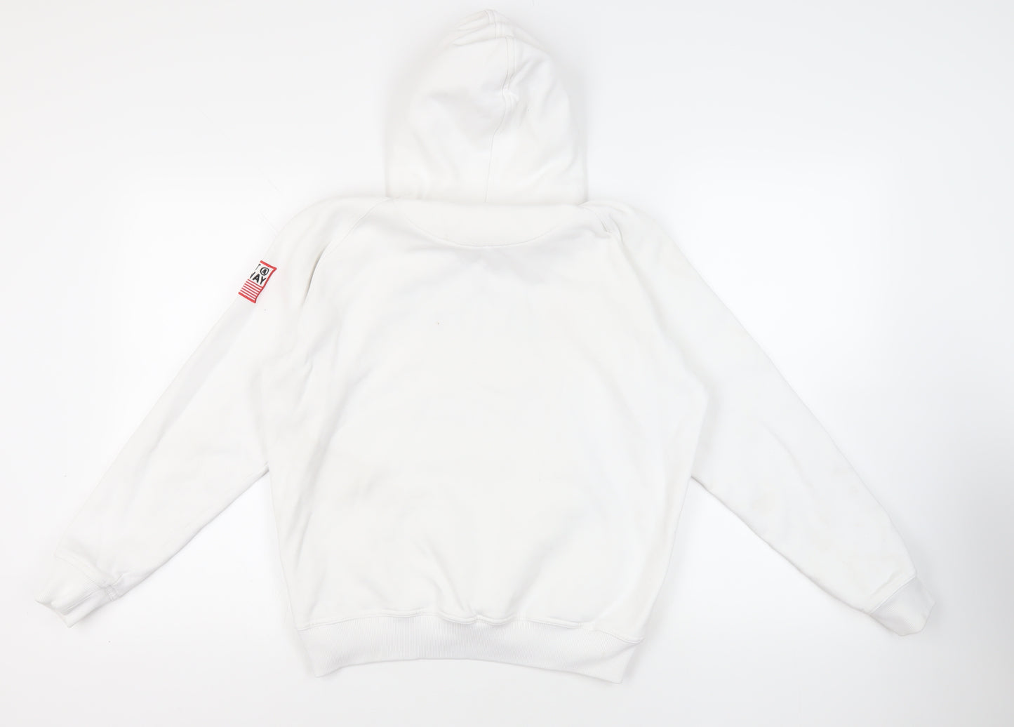 Knight Dellaway Mens White Cotton Pullover Hoodie Size M - Logo Pockets