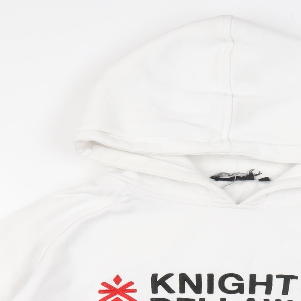 Knight Dellaway Mens White Cotton Pullover Hoodie Size M - Logo Pockets