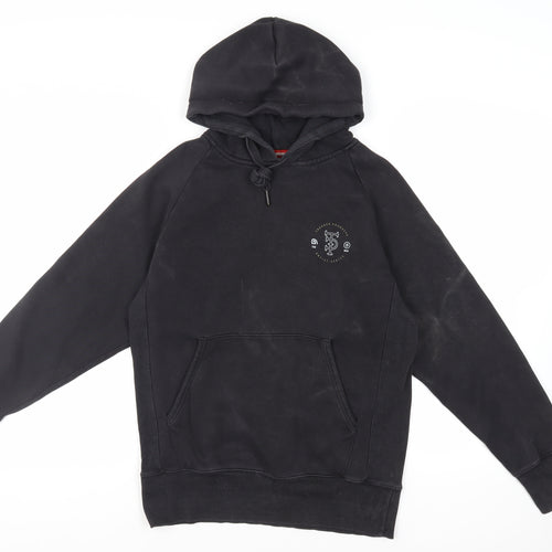 Trakker Mens Black Cotton Pullover Hoodie Size M - Logo Pockets