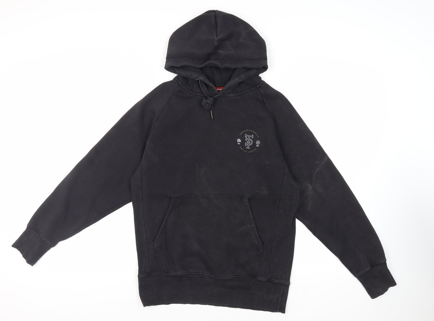 Trakker Mens Black Cotton Pullover Hoodie Size M - Logo Pockets