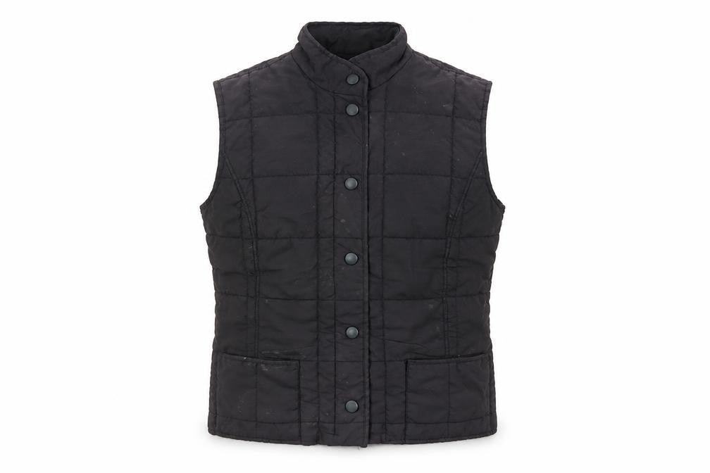 Front view of GolleHaug men’s black gilet jacket, size M, snap
