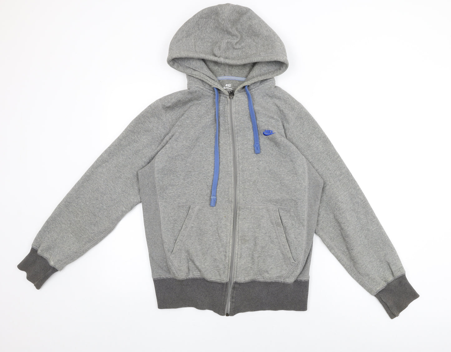 Nike Mens Grey Cotton Full Zip Hoodie Size S