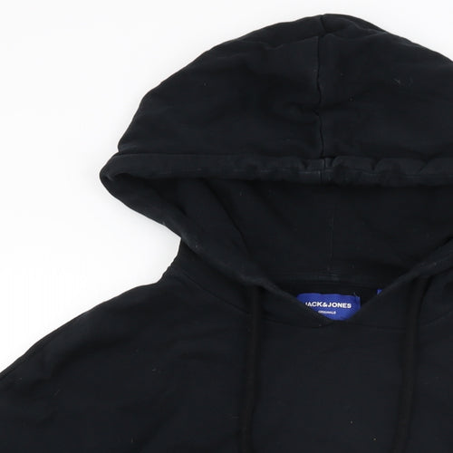 JACK & JONES Mens Black Cotton Pullover Hoodie Size L - Peace Sign
