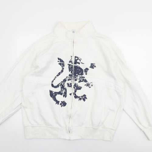 Daniel Lei Mens White Cotton Full Zip Sweatshirt Size XL