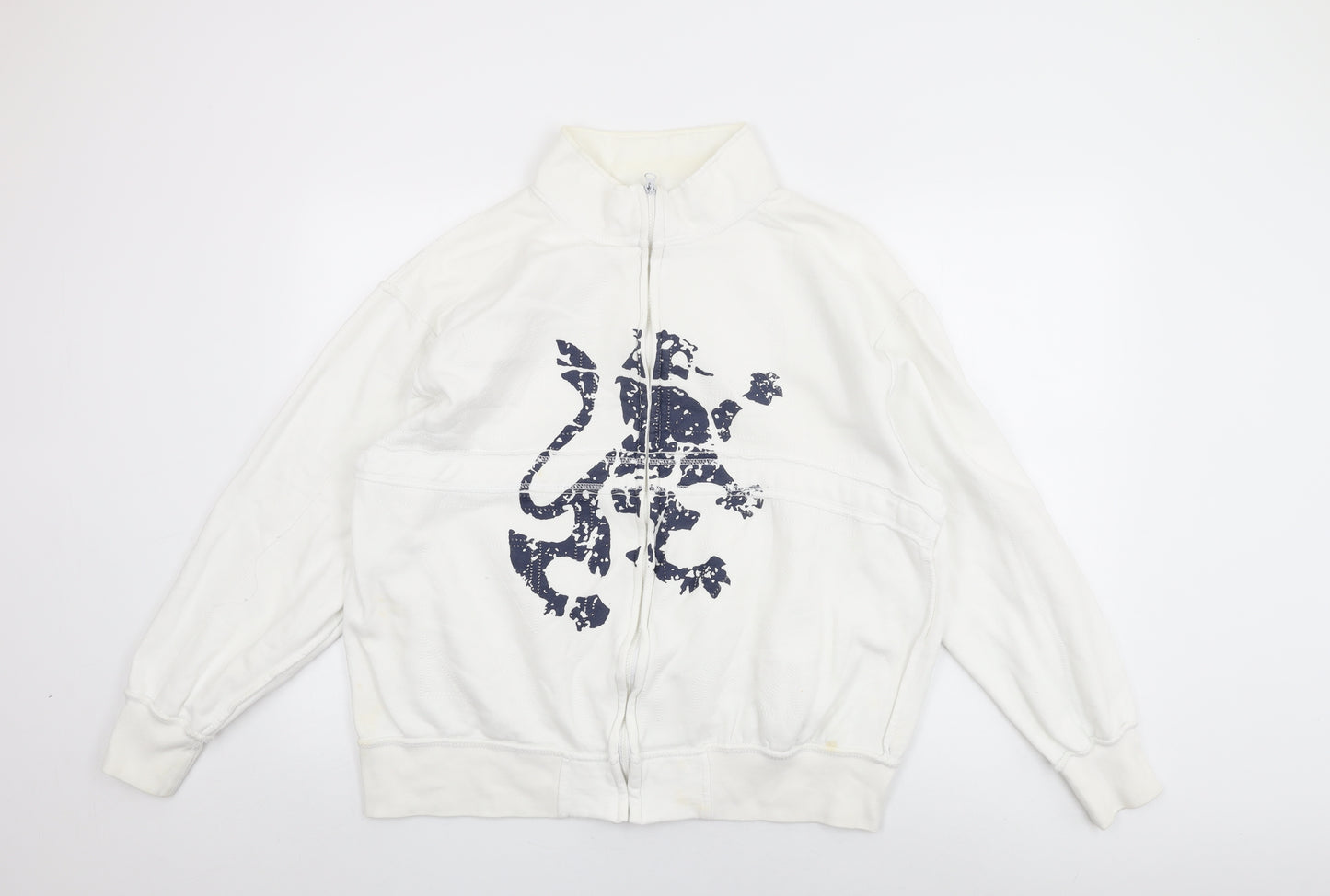 Daniel Lei Mens White Cotton Full Zip Sweatshirt Size XL
