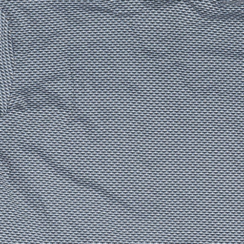 Marks and Spencer Mens Blue Geometric Cotton Polo Size M Collared Button