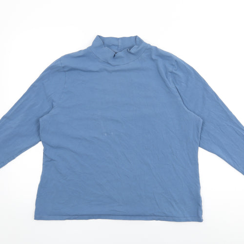 Marks and Spencer Womens Blue Cotton Basic T-Shirt Size 22 Round Neck
