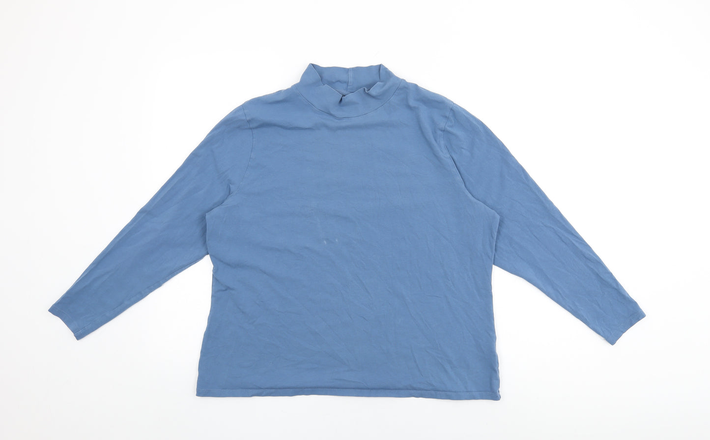 Marks and Spencer Womens Blue Cotton Basic T-Shirt Size 22 Round Neck