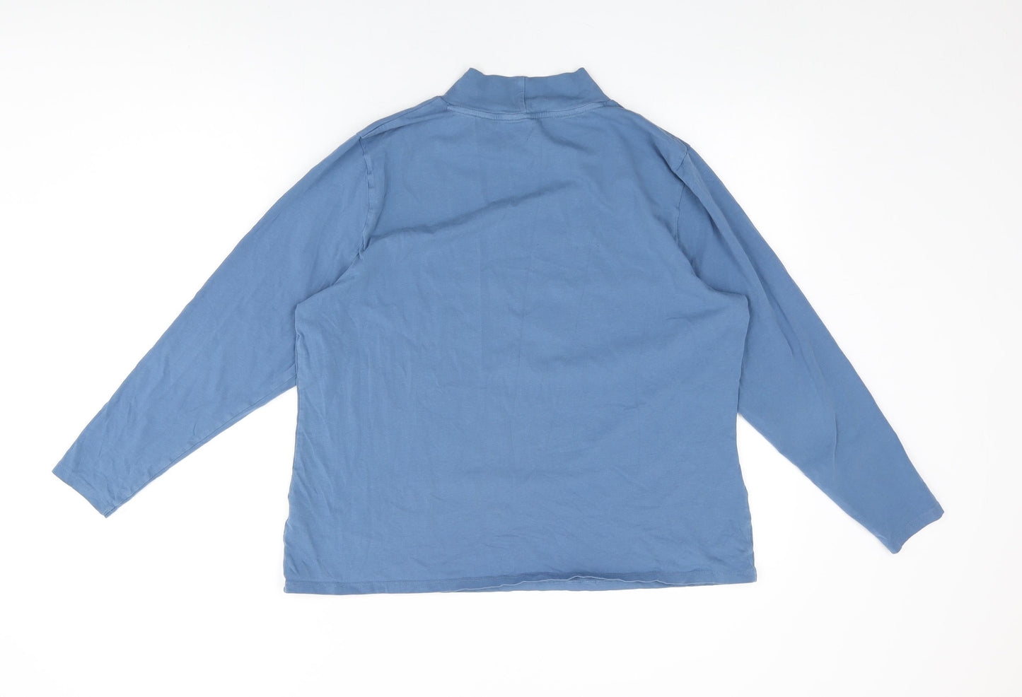 Marks and Spencer Womens Blue Cotton Basic T-Shirt Size 22 Round Neck