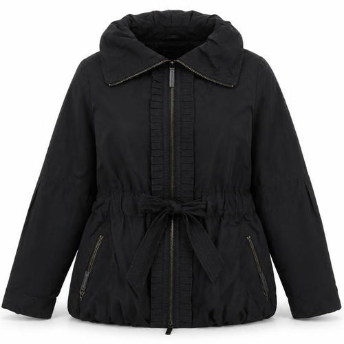 Betty Jackson Black Womens Black Overcoat Coat Size 16 Zip - Belted
