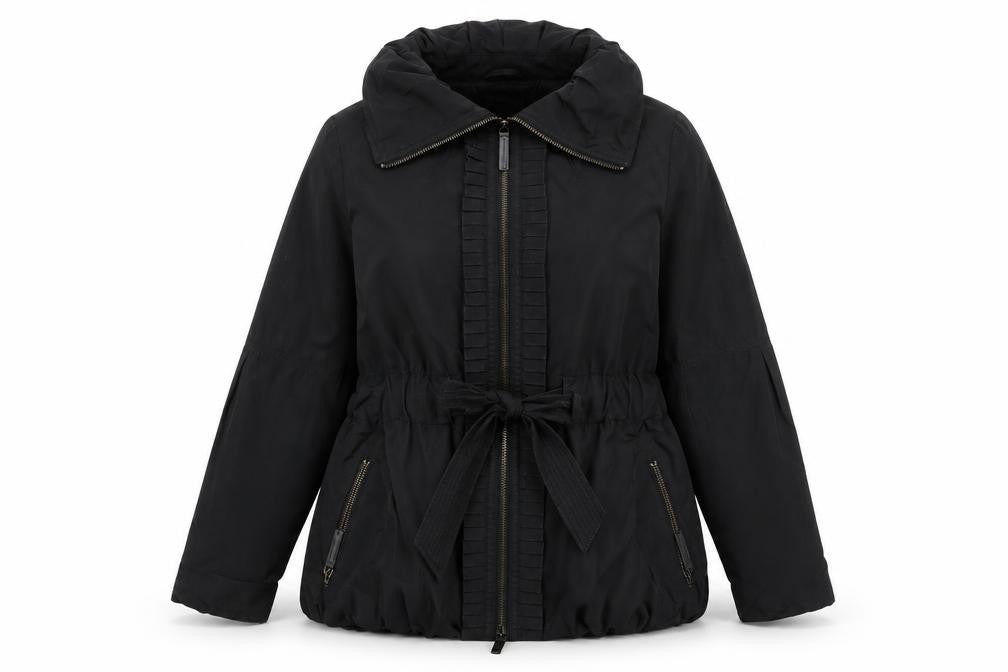 Betty Jackson Black Womens Black Overcoat Coat Size 16 Zip - Belted