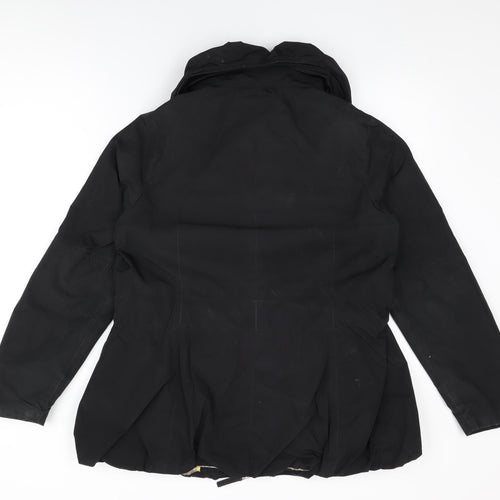 Betty Jackson Black Womens Black Overcoat Coat Size 16 Zip - Belted