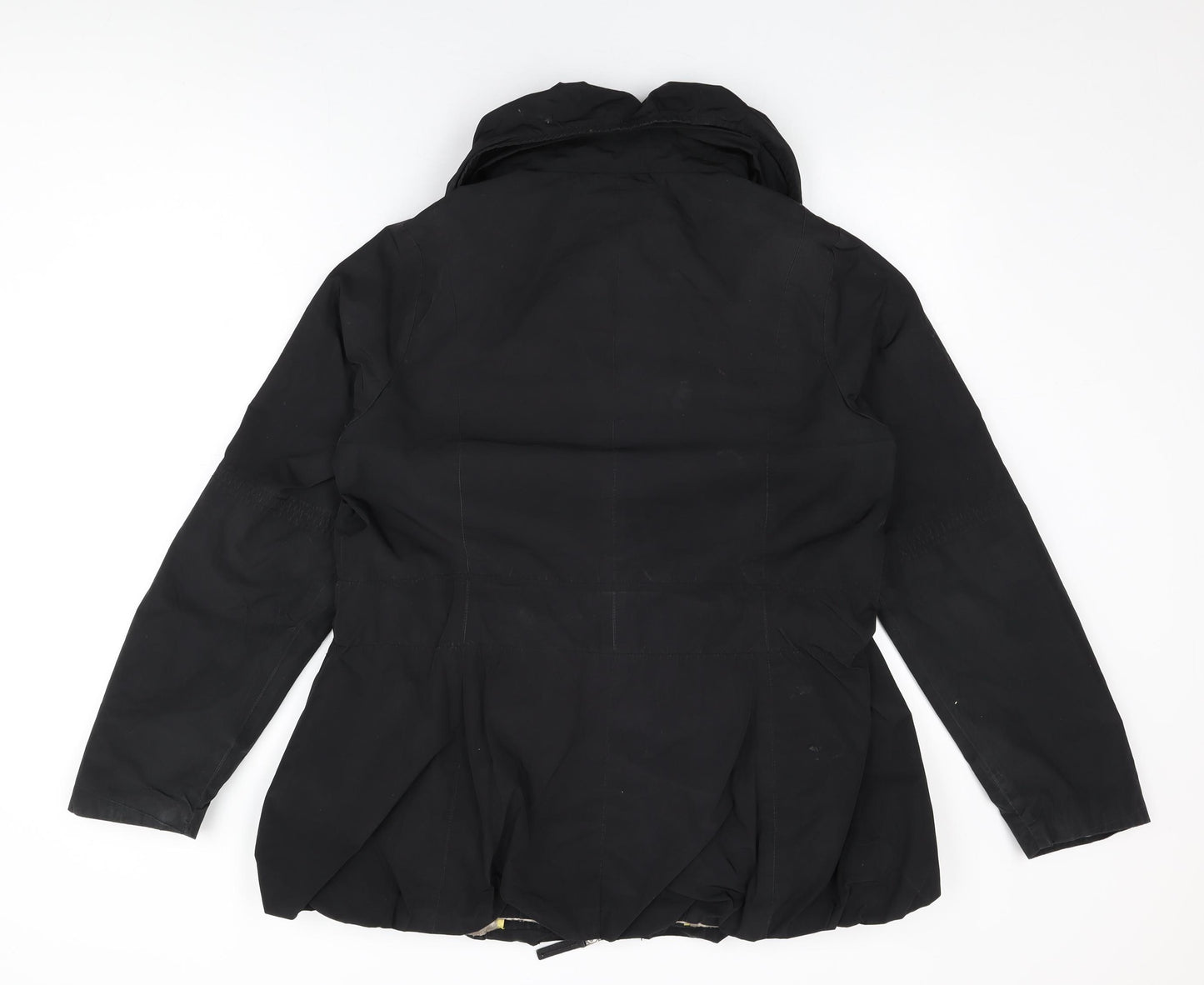 Betty Jackson Black Womens Black Overcoat Coat Size 16 Zip - Belted