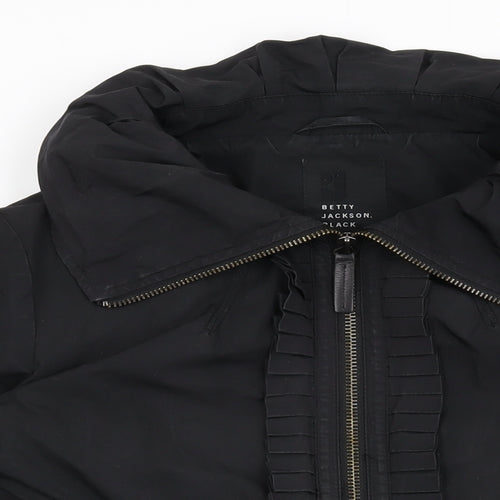 Betty Jackson Black Womens Black Overcoat Coat Size 16 Zip - Belted