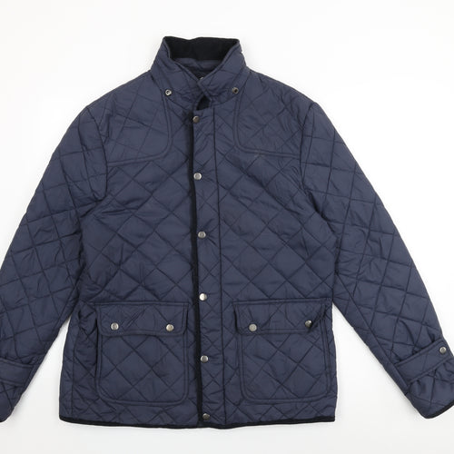 ASOS Mens Blue Quilted Coat Size L Zip