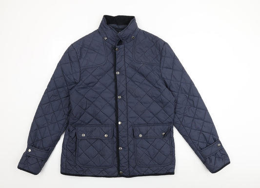 ASOS Mens Blue Quilted Coat Size L Zip