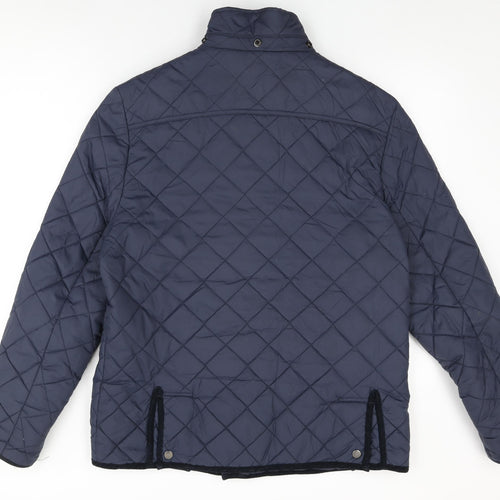 ASOS Mens Blue Quilted Coat Size L Zip