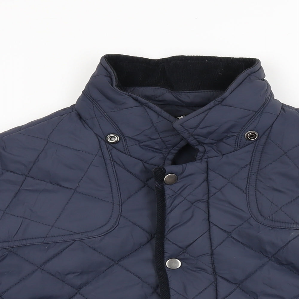 ASOS Mens Blue Quilted Coat Size L Zip