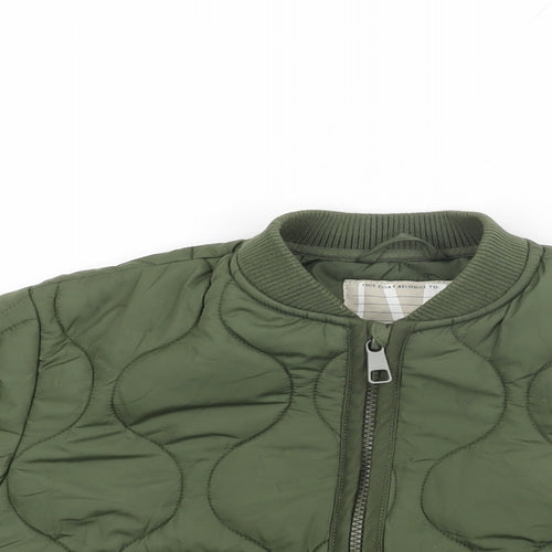 John Lewis Boys Green Quilted Coat Size 4 Years Zip