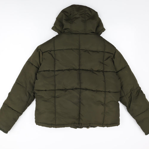 Topshop Womens Green Puffer Jacket Coat Size 6 Zip
