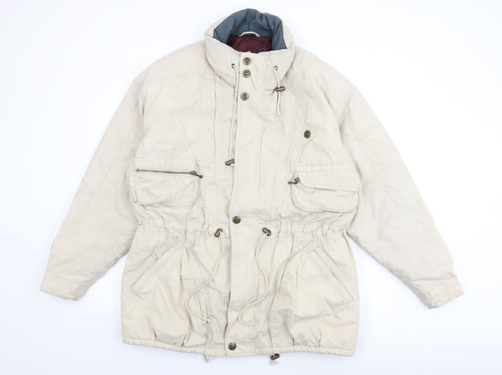 Casual Club Mens Beige Overcoat Coat Size L Zip