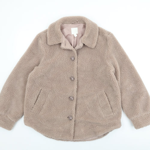 H&M Womens Beige Jacket Coat Size 8 Button