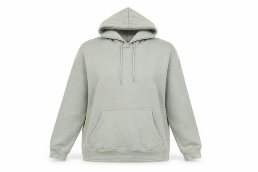 Front view of PRETTYLITTLETHING women’s green cotton pullover hoodie, size S, pullover