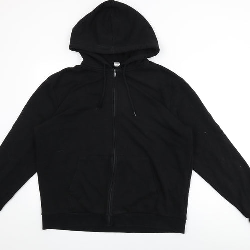 H&M Mens Black Cotton Full Zip Hoodie Size XL