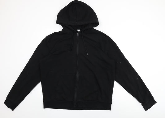 H&M Mens Black Cotton Full Zip Hoodie Size XL