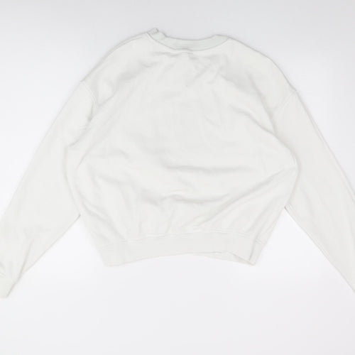 H&M Womens White Cotton Pullover Sweatshirt Size L Pullover - Saint Moritz