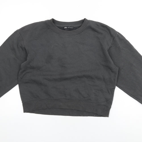 Zara Womens Grey Cotton Pullover Sweatshirt Size S Pullover