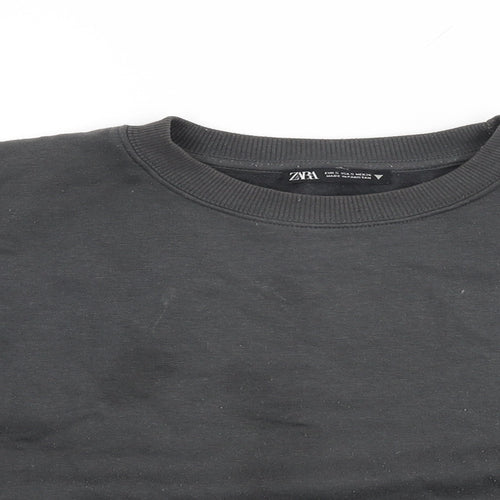 Zara Womens Grey Cotton Pullover Sweatshirt Size S Pullover