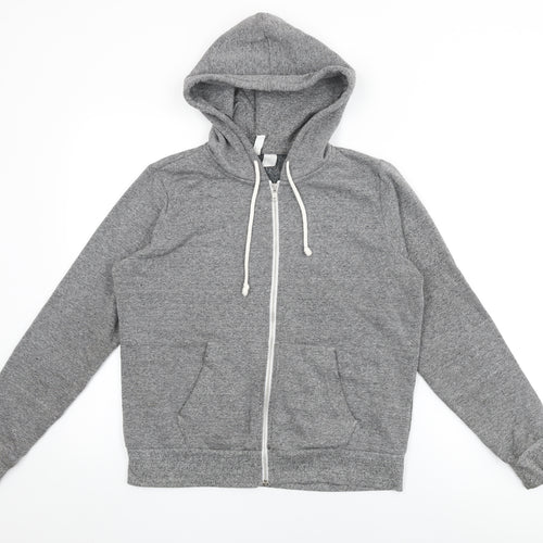 H&M Womens Grey Cotton Full Zip Hoodie Size M Zip