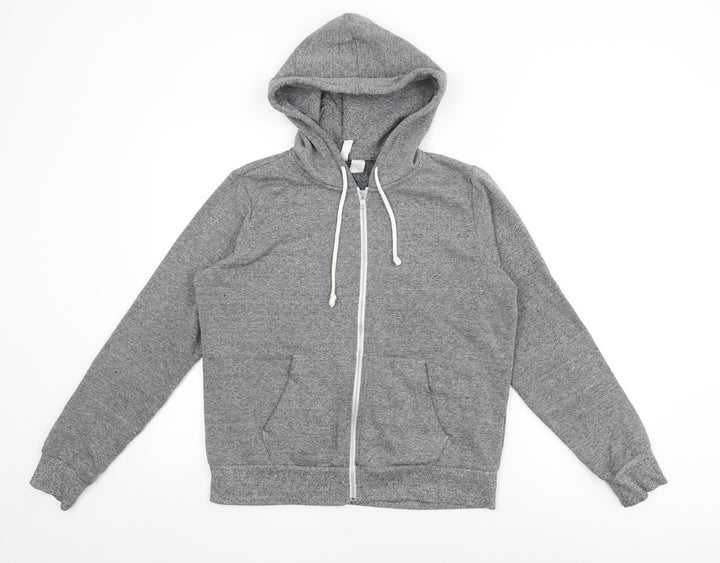 H&M Womens Grey Cotton Full Zip Hoodie Size M Zip