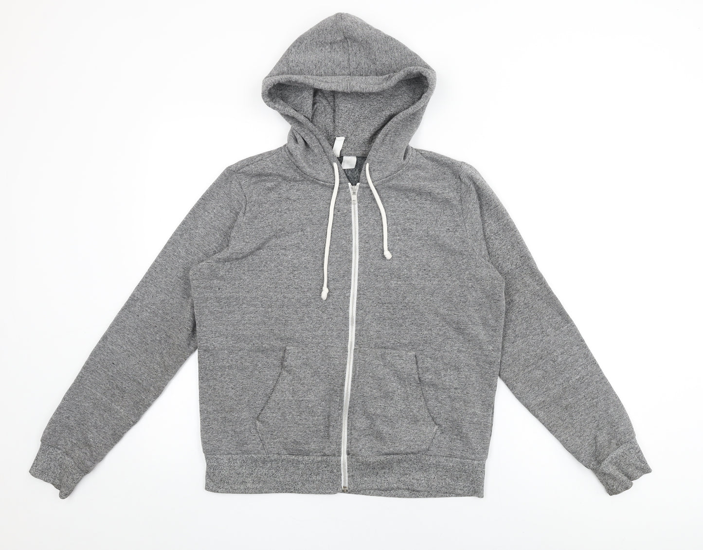 H&M Womens Grey Cotton Full Zip Hoodie Size M Zip