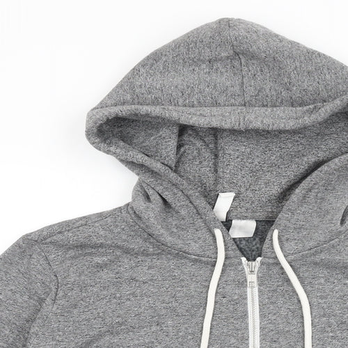 H&M Womens Grey Cotton Full Zip Hoodie Size M Zip