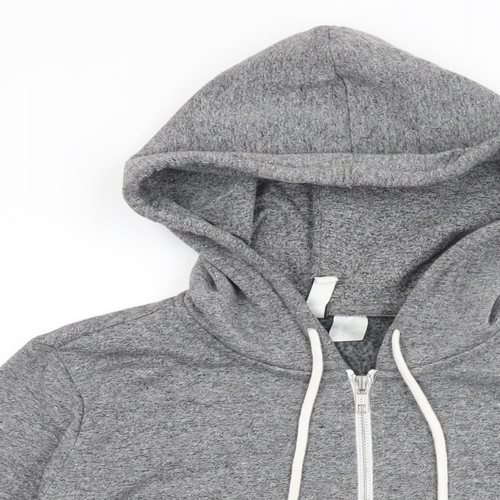 H&M Womens Grey Cotton Full Zip Hoodie Size M Zip