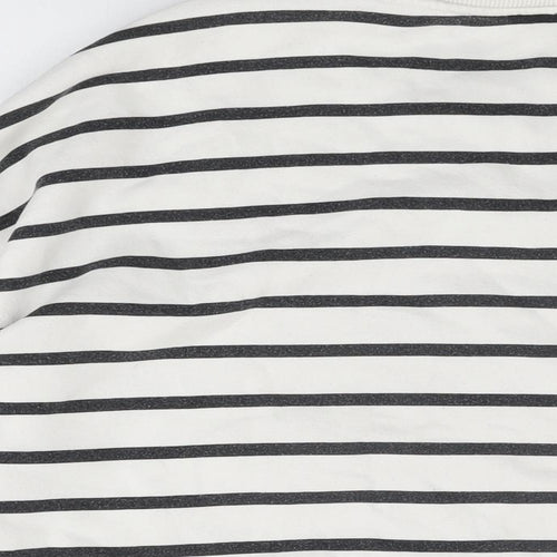 H&M Womens White Striped Cotton Pullover Sweatshirt Size XL Pullover