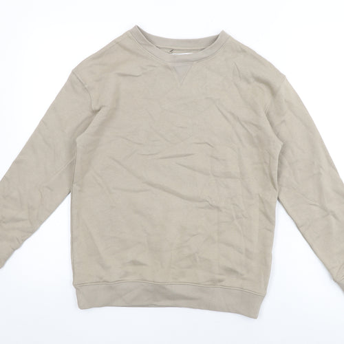Marks and Spencer Boys Beige Cotton Pullover Sweatshirt Size 11-12 Years Pullover