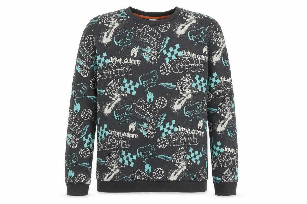 Marks and Spencer Boys Grey Cotton Pullover Sweatshirt Size 15-16 Years Pullover - Urban Culture