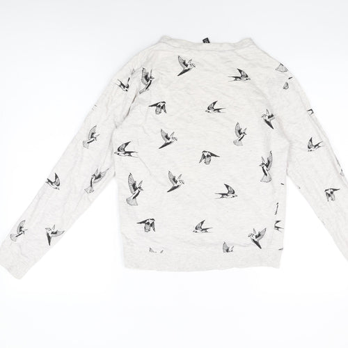 H&M Womens Grey Cotton Pullover Sweatshirt Size XS Pullover - Bird Print