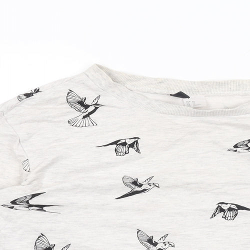 H&M Womens Grey Cotton Pullover Sweatshirt Size XS Pullover - Bird Print